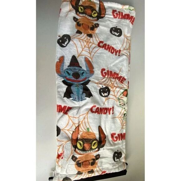 Disney Stitch Halloween Plush Throw Blanket 50”x70” Gimme Candy Witch Pumpkin - Picture 9 of 12